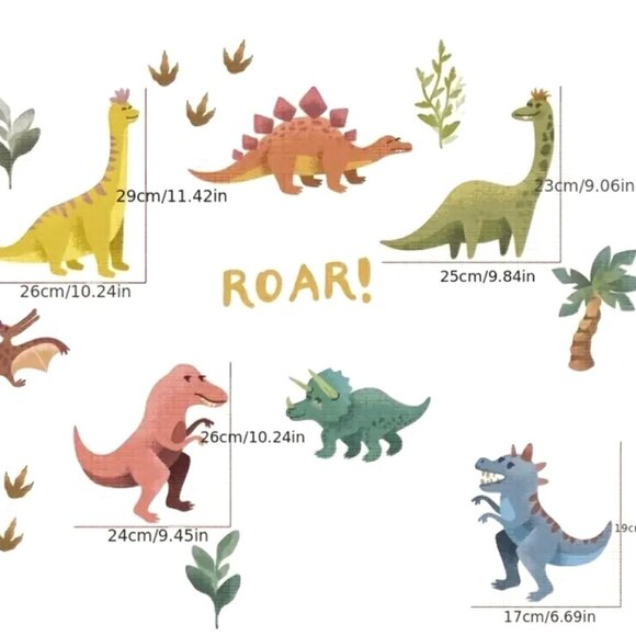 Reusable Children's Wall Decals Stickers Prehistoric Plants Dinosaur Dinos NIP - Picture 2 of 2